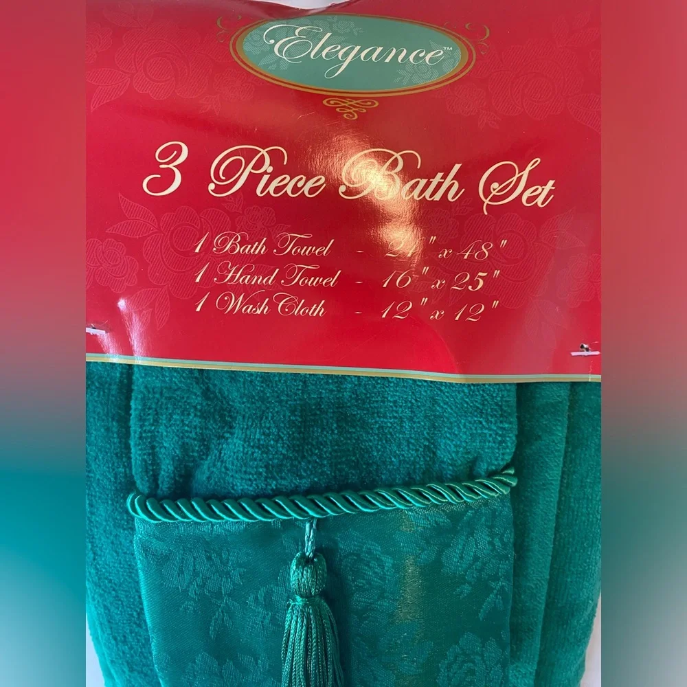 Christmas Green Bath Set Towels NIP 100% Cotton 🎄